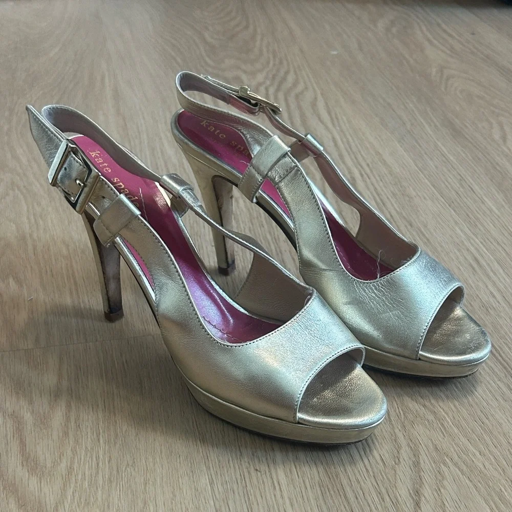 Kate Spade Peep Toe Slingback Leather Heals 6.5
